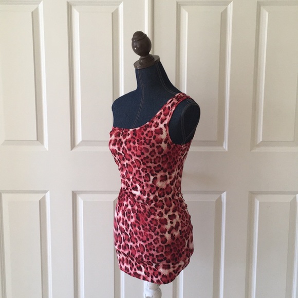 SOLD on eBay!  Charlotte Russe red cheeta print one shoulder top - Picture 5 of 8